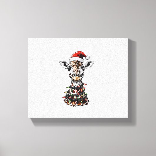 Giraffe Kerst Hoed Xmas Canvas Afdruk (Voorkant)
