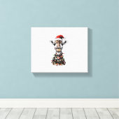 Giraffe Kerst Hoed Xmas Canvas Afdruk (Insitu (Houten vloer))