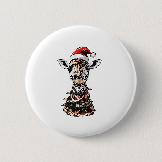 Giraffe Kerst Pet Xmas Ronde Button 5,7 Cm (Voorkant)