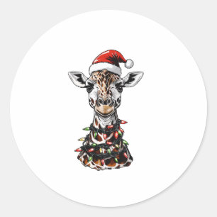 Giraffe Kerst Pet Xmas Ronde Sticker