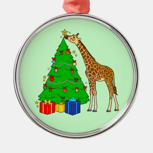 Giraffe kerstboom decorreert met ster metalen ornament (Voorkant)