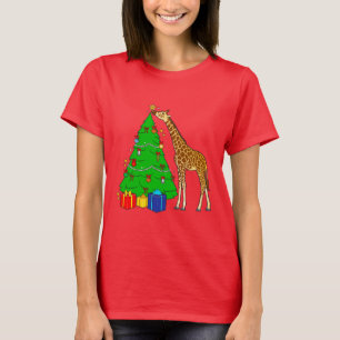 Giraffe kerstboom decorreert met ster t-shirt