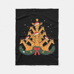 Giraffe kerstboom Dierproeven Vrouwen Mannen Fleece Deken