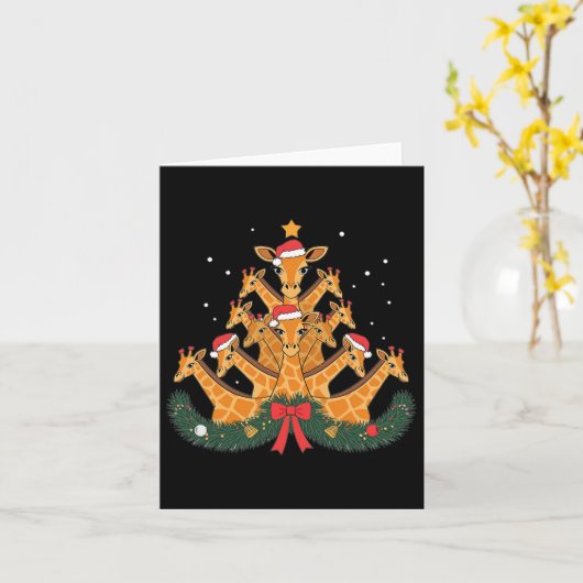 Giraffe kerstboom Dierproeven Vrouwen Mannen Kaart (Gele Bloem)