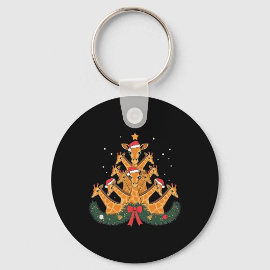 Giraffe kerstboom Dierproeven Vrouwen Mannen Sleutelhanger (Voorkant)