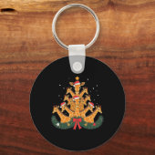 Giraffe kerstboom Dierproeven Vrouwen Mannen Sleutelhanger (Voorkant)