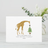 Giraffe Kerstboom Feestdagenkaart (Staand voorkant)