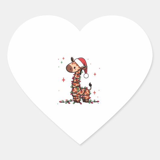 Giraffe Kerstboom Giraffe Kerstboom Vrouwen & B Hart Sticker (Voorkant)