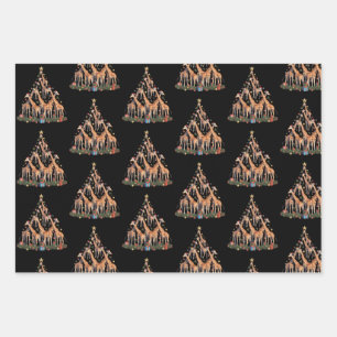 Giraffe Kerstboom Kerstman Afrikaanse Wilderijnhof Inpakpapier Vel