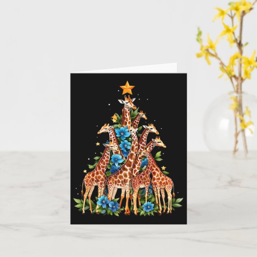 Giraffe Kerstboom Schattigee Giraffe Lovers Xmas H Kaart (Gele Bloem)