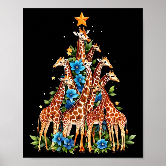 Giraffe Kerstboom Schattigee Giraffe Lovers Xmas H Poster (Voorkant)