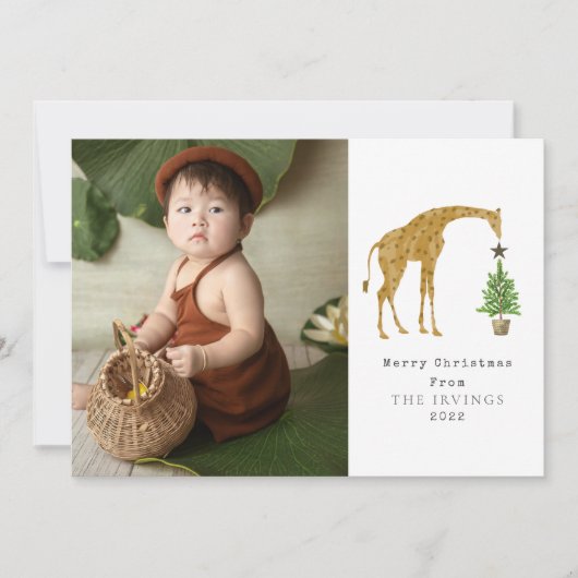 Giraffe kerstboomster feestdagenkaart (Voorkant)