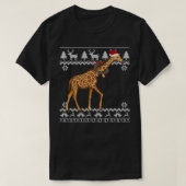 Giraffe kerstboomverlichting Santa Hat Animal Xma T-shirt (Design voorkant)