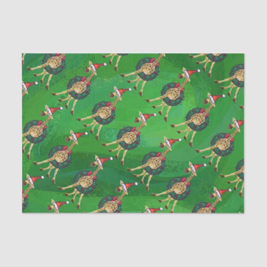 Giraffe kerstcadeaupapier tissuepapier (Voorkant)