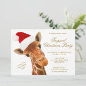 Giraffe kerstfeest | Uitnodigingskaart Kaart (Staand voorkant)
