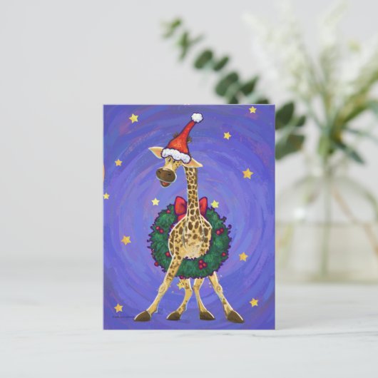 Giraffe kerstfeestdag Briefkaart (Staand voorkant)