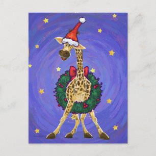 Giraffe kerstfeestdag Briefkaart