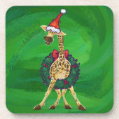 Giraffe kerstfeestdag colaster bier onderzetter (Voorkant)