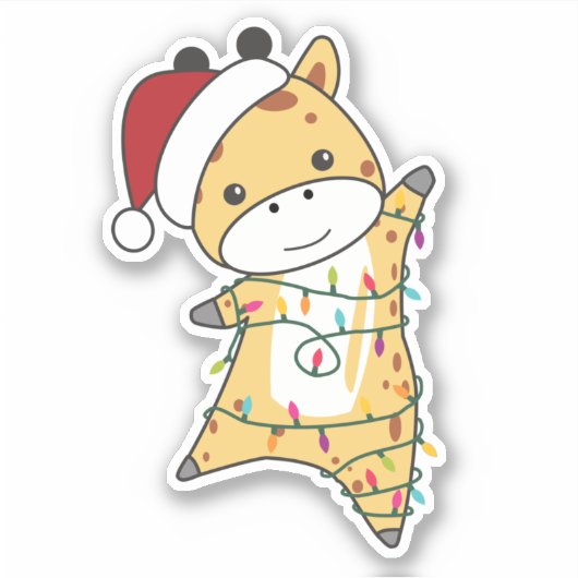 Giraffe kerstGiraffes Winterdieren Sticker (Voorkant)