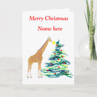 Giraffe kerstkaart