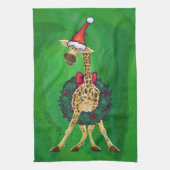 Giraffe kerstkeukenhanddoek theedoek (Verticaal)
