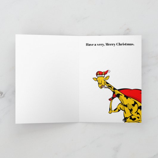 Giraffe kerstman feestdagen kaart (Binnen)