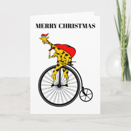 Giraffe kerstman feestdagen kaart