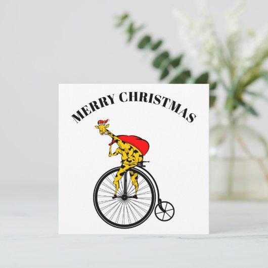 Giraffe kerstmis feestdagenkaart (Staand voorkant)