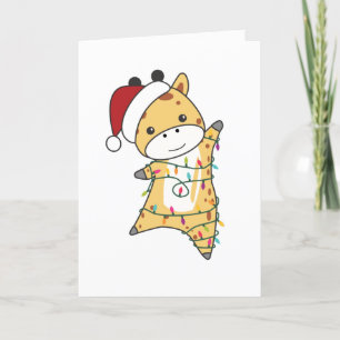 Giraffe Kerstmis Giraffen Winter Dieren Volwassene Feestdagen Kaart