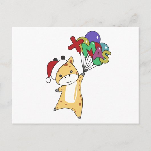Giraffe Kerstmis Giraffes Winterdieren Briefkaart (Voorkant)