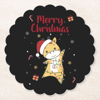 Giraffe Kerstmis Giraffes Winterdieren Kartonnen Onderzetters