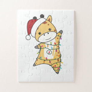 Giraffe Kerstmis Giraffes Winterdieren Legpuzzel
