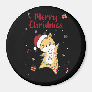 Giraffe Kerstmis Giraffes Winterdieren Magneet