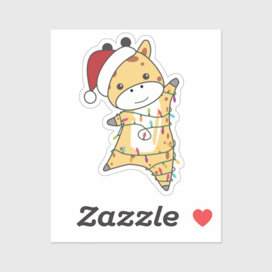 Giraffe Kerstmis Giraffes Winterdieren Sticker (Vel)