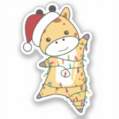 Giraffe Kerstmis Giraffes Winterdieren Sticker (Voorkant)
