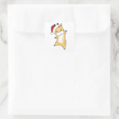 Giraffe Kerstmis Giraffes Winterdieren Vierkante Sticker (Tas)