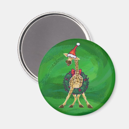 Giraffe Kerstmis Magnet (Voorkant / Achterkant)