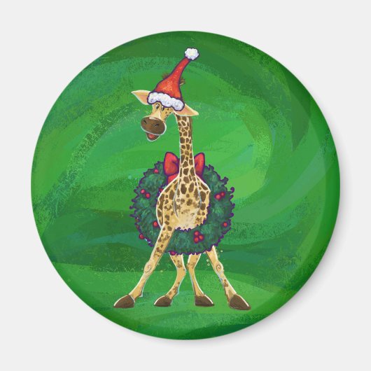 Giraffe Kerstmis Magnet (Voorkant)