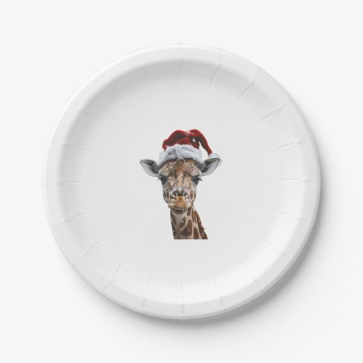 Giraffe Kerstmis Papieren Bordje (Voorkant)