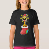Giraffe Kerstmis sokken T-shirt (Voorkant)