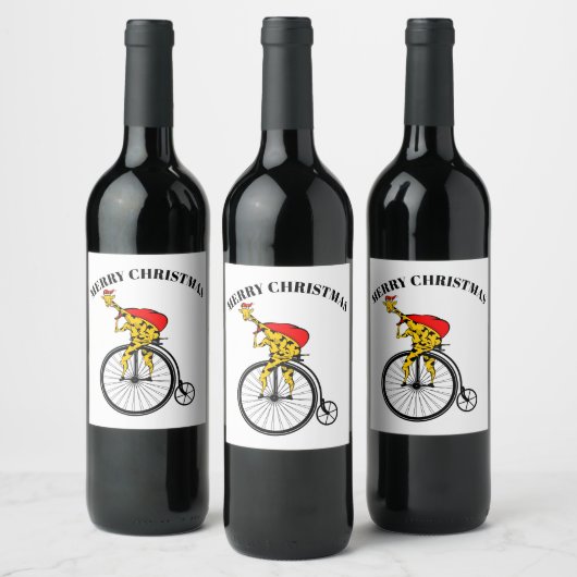 Giraffe kerstmis wijn etiket (Flessen)