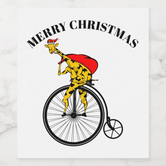 Giraffe kerstmis wijn etiket (Enkel label)