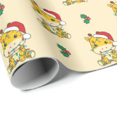 Giraffe Kerstmis Winter Dieren Vakantie Giraffes Cadeaupapier (Rol Hoek)