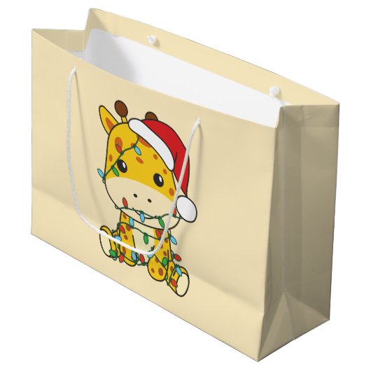 Giraffe Kerstmis Winter Dieren Vakantie Giraffes Groot Cadeauzakje (Voorkant Gekanteld)