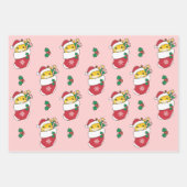 Giraffe Kerstmis Winter Dieren Vakantie Giraffes Inpakpapier Vel (Voorkant 3)