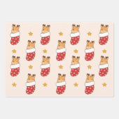 Giraffe Kerstmis Winter Dieren Vakantie Giraffes Inpakpapier Vel (Voorkant)