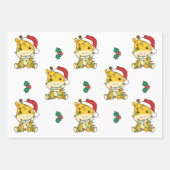 Giraffe Kerstmis Winter Dieren Vakantie Giraffes Inpakpapier Vel (Voorkant 2)