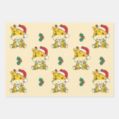 Giraffe Kerstmis Winter Dieren Vakantie Giraffes Inpakpapier Vel (Voorkant)