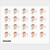 Giraffe Kerstmuts HO HO HO Ronde Sticker (Vel)