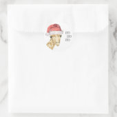 Giraffe Kerstmuts HO HO HO Ronde Sticker (Tas)